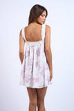 FLORAL WIDE BAND STRAP RUFFLE LACE TRIM MINI DRESS