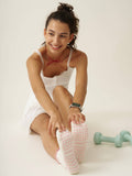 Bow Ruffle Grip Sock [Soft Pink], Pilates Socks