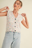 CSW13546 - MULTI COLOR BUTTON UP SWEATER VEST
