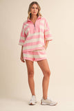 IST5983-A  STRIPED HALF ZIP TOP AND SHORTS SET