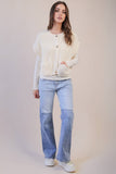 12W3382N-Oversized Button Down Knit Sweater Top