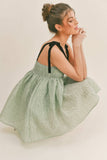 ID6302 BOW STRAP SQUARE NECK BABYDOLL MINI DRESS