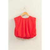 Bubble Hem Cotton Eyelet Sleeveless Top