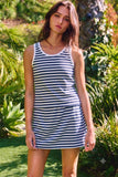 IT2681-SET | Striped Tank & Mini Skirt Bult In Shorts Set