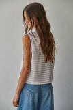 L9705 | Knit Cotton Spandex Striped Ribbed Sleeveless Top