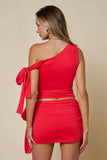 One shoulder Bow Detail Top
