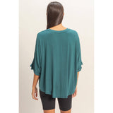 Relaxed High-Low Batwing Sleeve Top