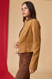 Faux Suede Zip Up Jacket