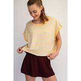 STRIPED FRENCH TERRY OPEN BACK TOP