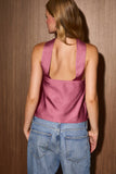 STRAPLESS SCARF DETAIL BIAS SATIN TOP