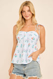 Floral Stripe Ruched Cami Top