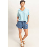 Oversized V-Neck Short Sleeve Top