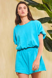 Bubble Hem & Sleeve Terry Crop Top