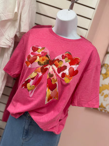 Heather Red Bow Tee