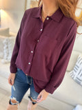 Plum Button Up Top