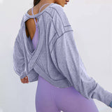 Cut-Out Backless Long Sleeve Sports Sweatshirt