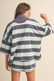 IST5983-A  STRIPED HALF ZIP TOP AND SHORTS SET