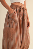 IP1530-B STRIPED DOUBLE GAUZE CONTRAST POCKET BALLOON PANTS