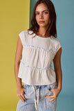 PT19606 Striped Tiered Seam Sleeveless Stripe Top