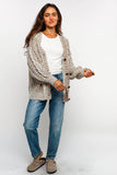 TWO TONE CABLE CHUNKYSWEATER CARDIGAN