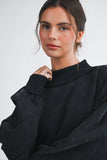 9164HK Oversized Mock Neck Washed Sweatshirt