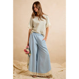 WIDE LEG CROCHET LACE WITH TULIP HEM JEANS