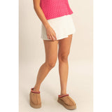 Ribbed Elastic Waist Mini Skort