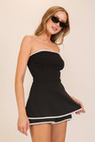 Chic Contrast Trim Strapless Romper