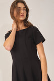 D4338 Seamed A-Line Flare Solid Mini Dress