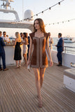 Cotton Cord Trim Corset Mini Dress