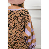 LEOPARD AND STRIPE MIXED TOP