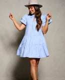 Ice Blue Izzy Short Sleeve Tiered Dress