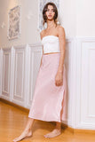 Solid Satin Midi Skirt
