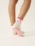 Bow Ruffle Grip Sock [Hot Pink], Pilates Socks