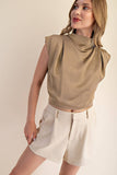 High Neck Back Zipper Top