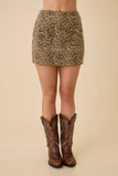 Leopard Printed Denim Mini Skort
