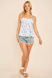 Floral Stripe Ruched Cami Top