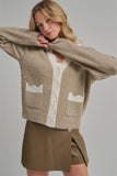 SOFT TOUCH BUTTON DOWN SWEATER CARDIGAN WITH SCALLOPED EDGE