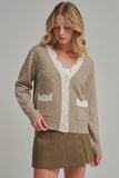 SOFT TOUCH BUTTON DOWN SWEATER CARDIGAN WITH SCALLOPED EDGE
