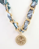 Sarah Scarf Charm Necklace Teal