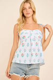 Floral Stripe Ruched Cami Top