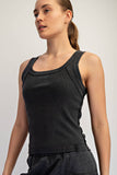 MINERAL WASHED COTTON RIB SLEEVELESS TANK