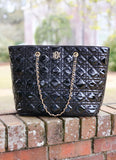 Quentin Quilted Tote-BLACK