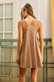 ID4288 Washed Sporty Mini Dress W Built in Romper Lining