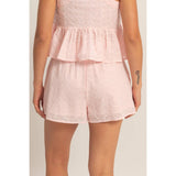 Eyelet Elastic Shorts With Pockets
