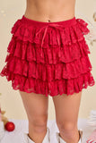 Tiered Lace Mini Skort – Festive Holiday Party