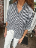 Black and White Stripe Button Up