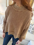 Deep Camel Oversized Cropped Sweater