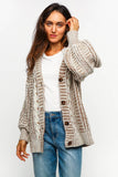 TWO TONE CABLE CHUNKYSWEATER CARDIGAN