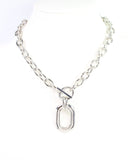 Francey Gold Oval Pendant Necklace Silver